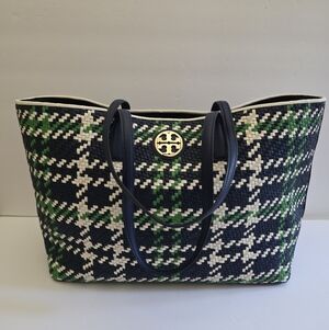 Tory Burch Description Duet Woven Large Leather Tote Bag